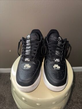 Nike Black Leather Low-Top Sneakers with White Midsole